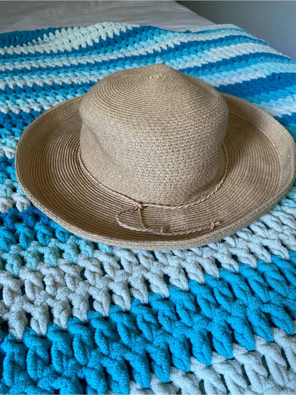 Scala Collezione Handcrafted Paper Braid Straw Sun Hat Beach Boho Neutral OS - Picture 1 of 7